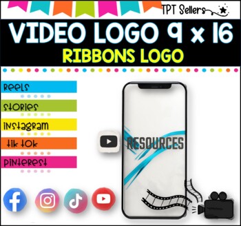 Preview of VIDEO LOGO-VERTICAL  9 x 16 for Social Media and Pinterest I Ribbons Logo