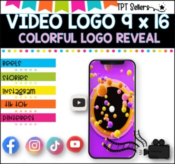 Preview of VIDEO LOGO - VERTICAL  9 x 16 for Social Media and Pinterest I colorful Logo