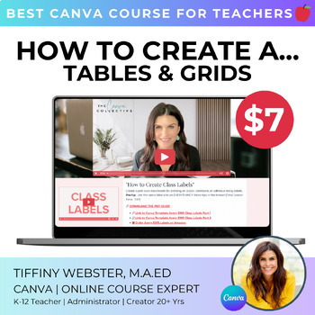 Preview of VIDEO TUTORIAL: How to Create Tables & Grids in Canva Online Course for Teachers