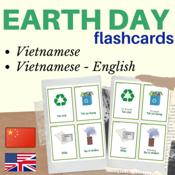Preview of VIETNAMESE EARTH DAY FLASH CARD | EARTH DAY vietnamese flashcards earth day