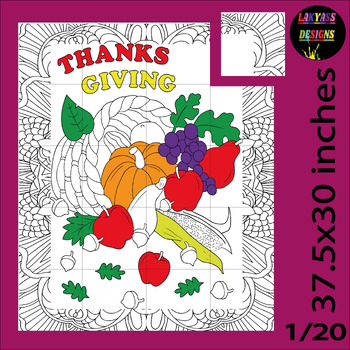 Preview of VIII-Happy Thanksgiving Pumpkin Collaborative Poster Coloring Pages Bulletin