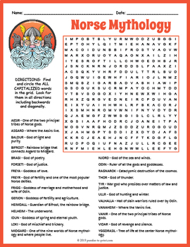 Preview of VIKING GODS & NORSE MYTHOLOGY Word Search Puzzle Worksheet Activity