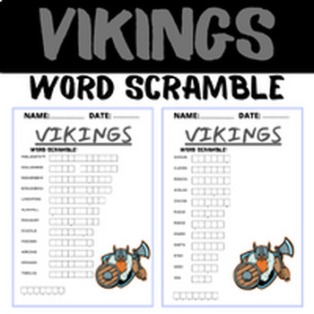 Preview of VIKINGS word scramble puzzle worksheets for kids