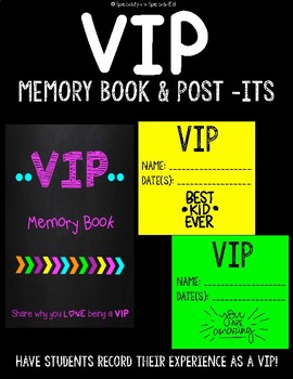 Preview of VIP Table Memory Book and Printable Post It Notes - classroom management