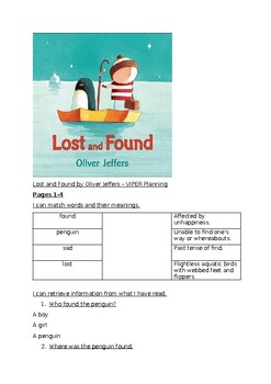 Preview of VIPER Reading Planning Lost and Found by Oliver Jeffers