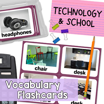 Preview of Technology & School Vocabulary Real Photo Flashcards for ESL Speech