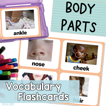 Preview of Body Parts Vocabulary Flashcards for ESL or Speech with Real Pictures