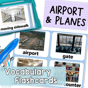 Preview of Airport and Airplane Vocabulary Flashcards for ESL Speech with Real Pictures