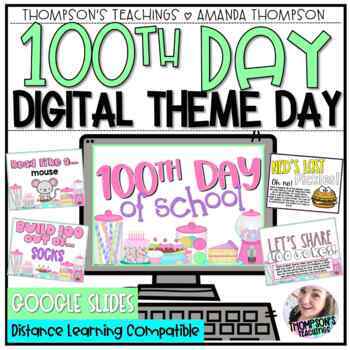 Preview of 100th DAY of SCHOOL ACTIVITIES - Digital THEME DAY -  Google Slides