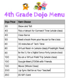 VIRTUAL Class Dojo Rewards Menu