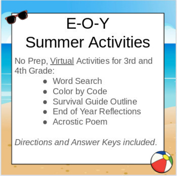 Preview of VIRTUAL End of Year Activities for 3rd and 4th Grades