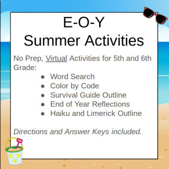 Preview of VIRTUAL End of Year Activities for 5th and 6th Grades