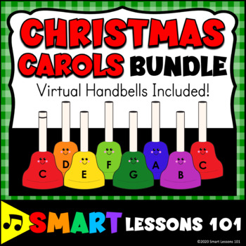 Preview of VIRTUAL HANDBELL CHRISTMAS CAROL BUNDLE Digital Christmas Music Activity