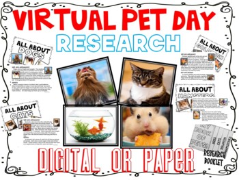Preview of VIRTUAL PET DAY RESEARCH PROJECT BOOK DOGS CATS GOLDFISH HAMSTER DIGITAL PAPER
