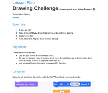 Preview of VIRTUAL Robot Coding - Lesson 2 - Drawing with Your Robot // LESSON PLAN