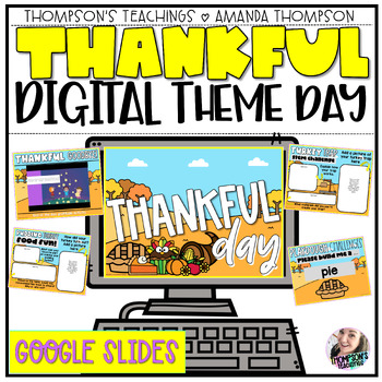 Preview of VIRTUAL THANKSGIVING PARTY | THEME DAY | Google Slides | Distance Learning