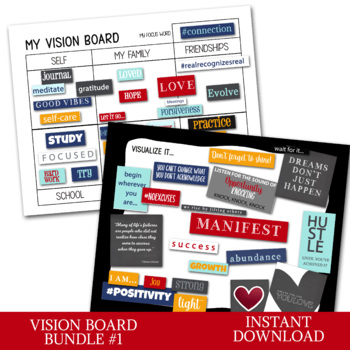 Preview of VISION BOARD BUNDLE #1, MOTIVATIONAL QUOTE CARDS, DREAM BOARD TEMPLATES