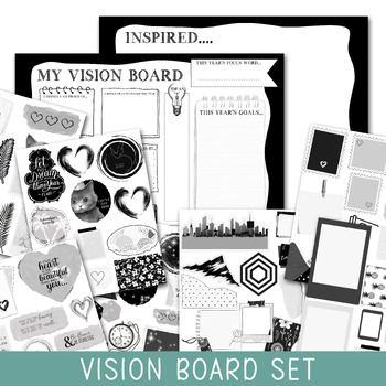 Preview of VISION BOARD KIT, GOAL SETTING PRINTABLE, NEW YEAR ACTIVITY, SOCIAL EMOTIONAL