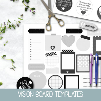 Preview of VISION BOARD KIT, NEW YEAR ACTIVITY, SOCIAL EMOTIONAL LEARNING COLLAGE TEMPLATES
