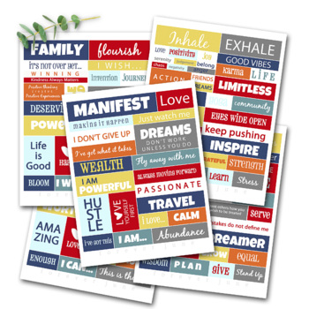 Preview of VISION BOARD KIT, POWER WORDS, GROWTH MINDSET PRINTABLES, SOCIAL EMOTIONAL LEARN