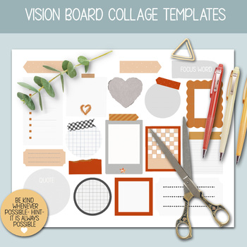 Preview of VISION BOARD TEMPLATES FOR KIDS, TEACHING GROWTH MINDSET, MOOD BOARD COLLAGES