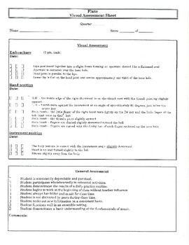 VISUAL ASSESSMENTS for Band Students - Teacher Aid for All Instruments