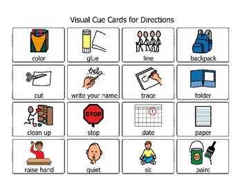 VISUAL CUE CARDS for classroom directions ENGLISH AND SPANISH | TPT