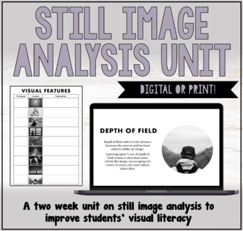 Preview of VISUAL LITERACY: DIGITAL OR PRINT STILL IMAGE UNIT (COMPLETELY EDITABLE)