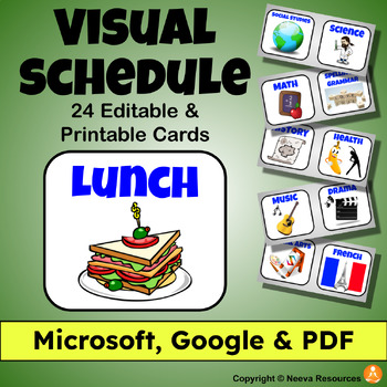 Preview of VISUAL SCHEDULE: 24 Editable Cards (MICROSOFT, GOOGLE & PDF)