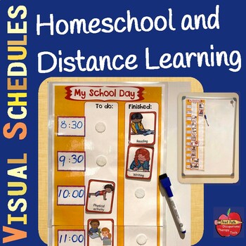 Preview of Homeschooling Day VISUAL SCHEDULE and Distance Learning at Home EDITABLE