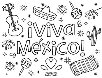 VIVA MEXICO I Mexico Independence Coloring Page by Teaching Tutifruti