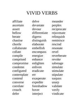 VIVID VERBS by B.Rogers | Teachers Pay Teachers