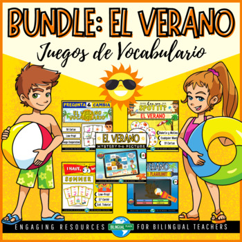 Preview of VOCABULARIO DEL VERANO Bundle de Juegos | Summer Vocabulary Games in Spanish