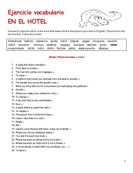 Preview of VOCABULARIO EN EL HOTEL