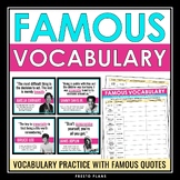 Vocabulary Activity - Famous Quotes Task Cards Context Clu