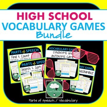 Preview of VOCABULARY GAMES High School English BELLRINGERS ELA