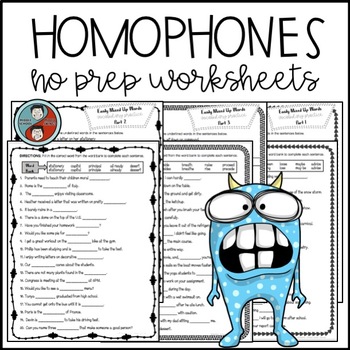 Preview of Homophones & Easily Mixed Up Words Worksheets