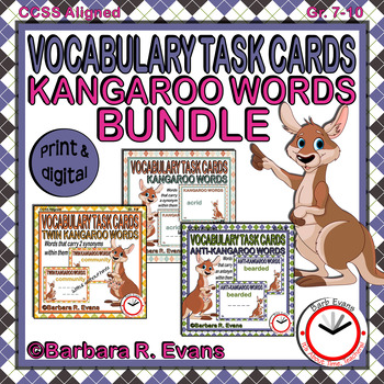 Preview of VOCABULARY TASK CARDS BUNDLE Kangaroo Words Research Activity GATE Grammar