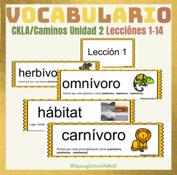 Preview of VOCABULARY WORDS CKLA SPANISH UNIT 2 LESSONS 1-14