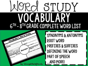 Preview of Vocabulary Word of the Day -Distance Learning Covid-19 6th-8th grade