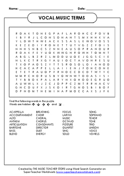 Preview of VOCAL MUSIC TERMS WORD SEARCH ONLINE,VIRTUAL