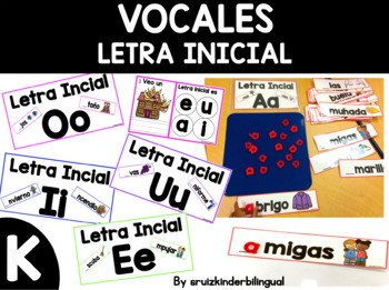 VOCALES BUNDLE: Letra Inicial Aa,Ee,Ii,Oo,Uu Read & Cover | TpT