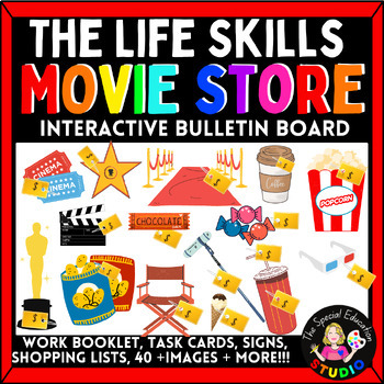 Preview of VOCATIONAL Special Education Bulletin Board Life Skills MOVIE Store SPE ED Tasks