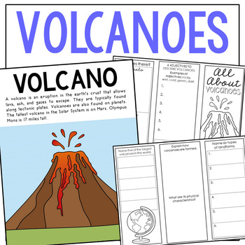 Preview of VOLCANOES Lesson Activity | Coloring Page, Poster, and Research Report