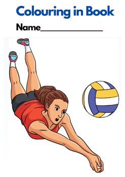 Preview of VOLLEYBALL, OLYMPICS, COLOURING in Book (18 pages), UK spelling