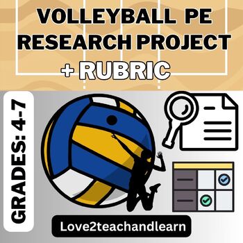 Preview of VOLLEYBALL PE Research Project with RUBRIC (Sports, Fitness & Health)