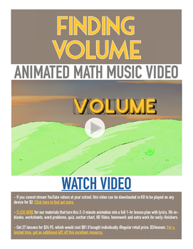 Preview of VOLUME | FREE Math Poster, Worksheet, Math Video & Song | 5th-6th Grade