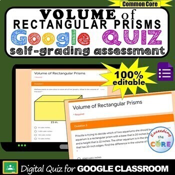 Preview of VOLUME OF RECTANGULAR PRISMS Digital Assessment | Google Quiz Distance Learning