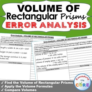Preview of VOLUME OF RECTANGULAR PRISMS  Error Analysis - Find the Error