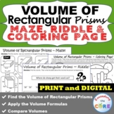 VOLUME OF RECTANGULAR PRISMS Maze, Riddle, Color by Number | Printed and Digital